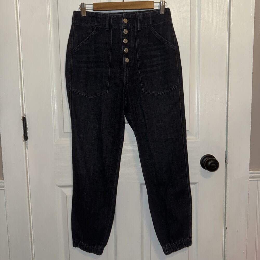 Veronica Beard SZ 28 Jeans Womens High Rise Bolton Elastic Hem‎ Jeans Gray Black